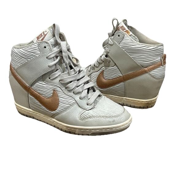 Nike Dunk Sky Hi Hidden Wedge Heel High Light Bone Metallic Red Bronze Shoes 8 - Picture 2 of 8
